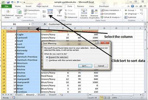 how to sort data in excel columns