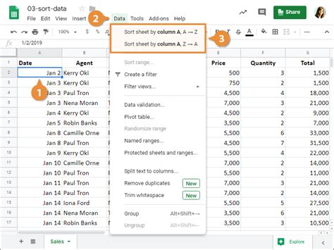 how to sort data in google sheets