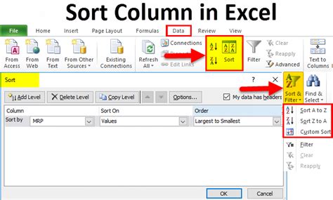 how to sort excel by values in one column