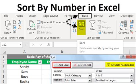 how to sort excel column by number value