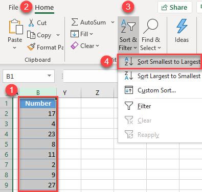 how to sort excel sheets by number