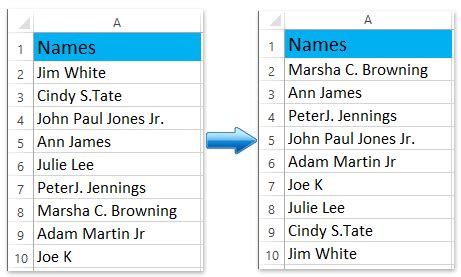 how to sort excel spreadsheet by last name