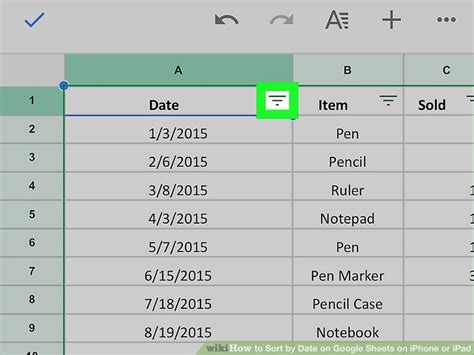 how to sort google sheets by date on ipad