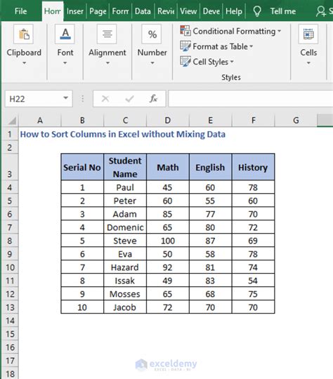 how to sort in excel without mixing data