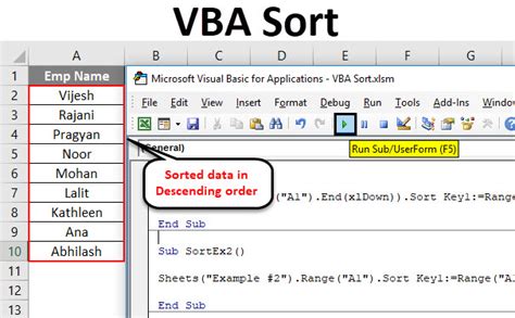 how to sort in vba