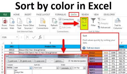 how to sort multiple colours in excel