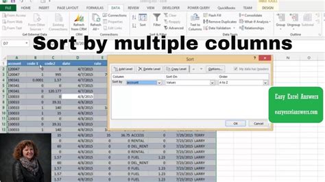 how to sort multiple columns in excel