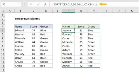 how to sort multiple columns in excel formula
