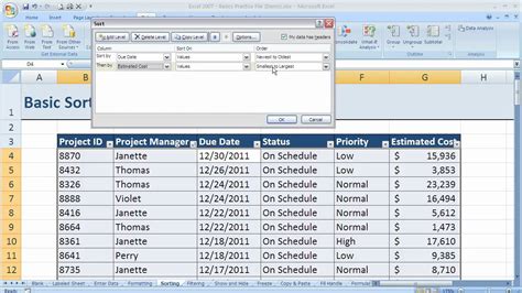 how to sort multiple columns in excel table