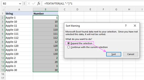 how to sort numbers in excel with letters