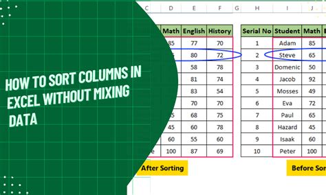 how to sort numbers in excel without mixing data