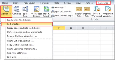 how to sort sheets in excel workbook