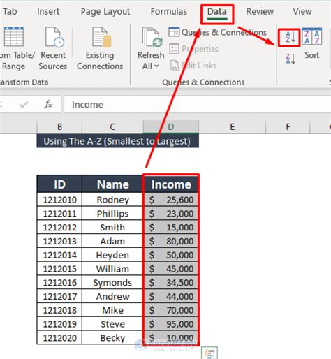 how to sort values in excel sheet