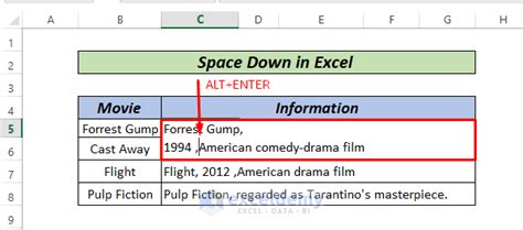 how to space down in excel on mac