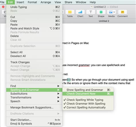 how to spell check in mac pages