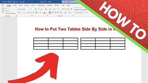how to split a table in word side by side