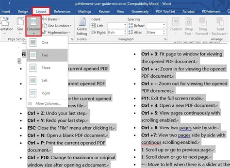 how to split alignment in word