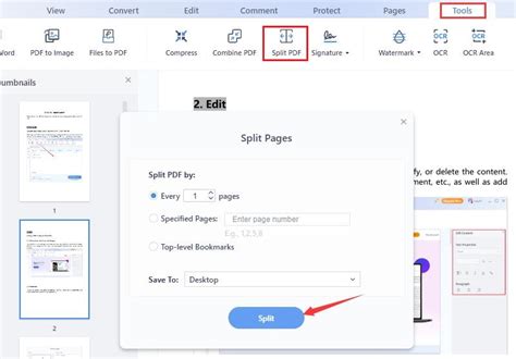 how to split pdf into 2 files free