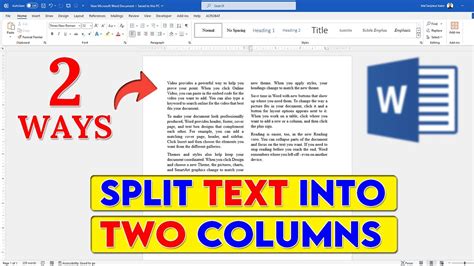 how to split text into two columns in microsoft word