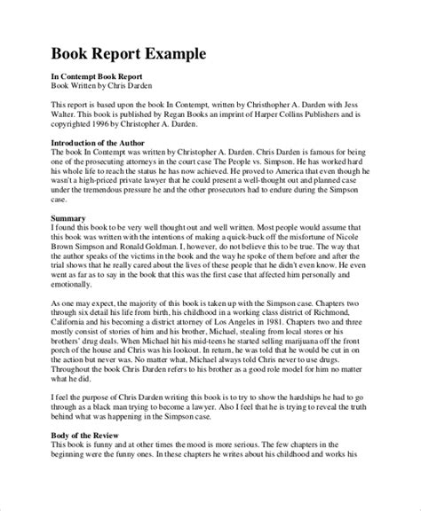 how to start a book report example for students