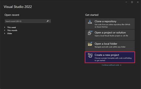 how to start a c# project in.visual studio 2022