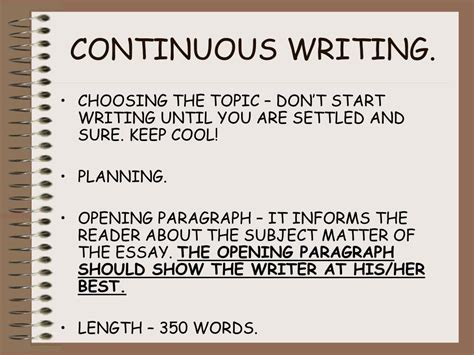 how to start a continuous writing