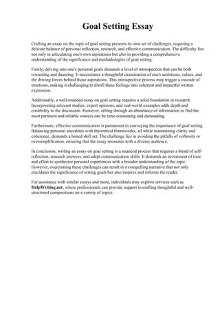 how to start a goal setting essay