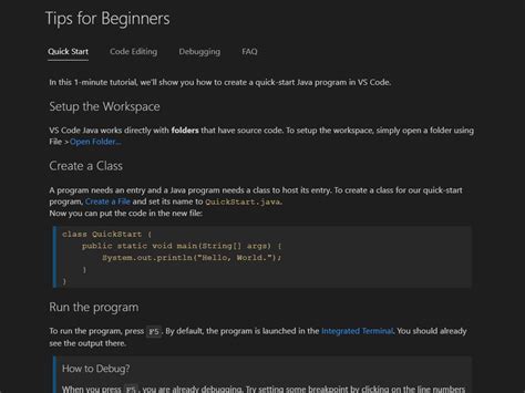 how to start a java program in vs code