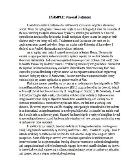 how to start a personal statement for grad school examples