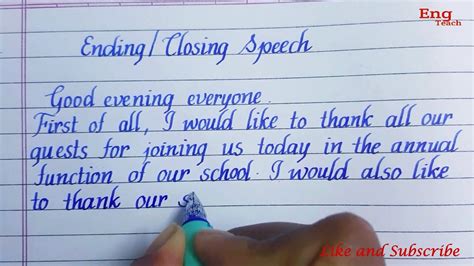 how to start and end a speech in school