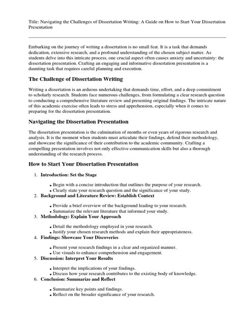 how to start dissertation presentation