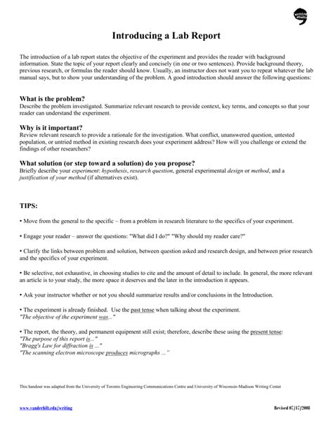 how to start introduction in lab report