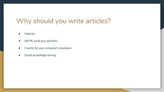 how to start writing tech articles