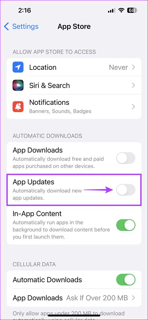how to stop automatic app updates on ios