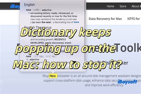 how to stop dictionary popping up on mac