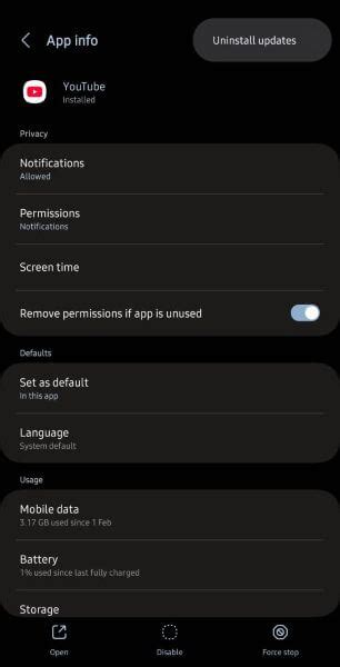 how to stop youtube on android