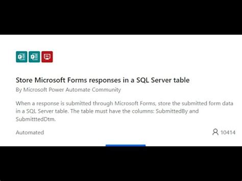 how to store microsoft forms responses in a sql server table