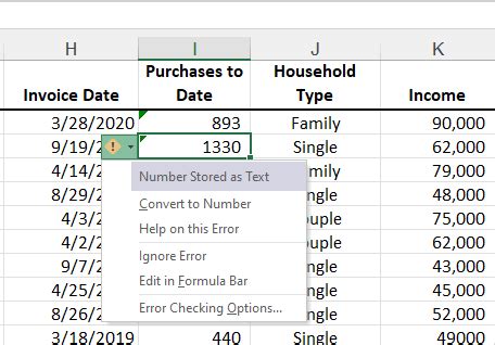 how to store number as text in excel with green triangle