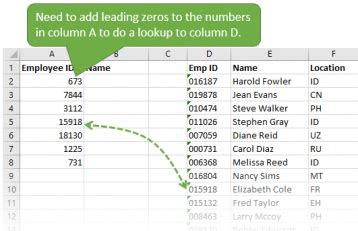 how to store number as text in excel with leading zeros
