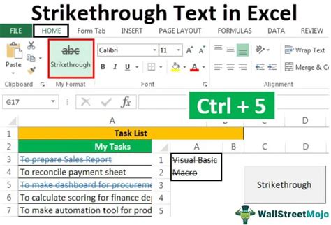 how to strike through text in excel on mac