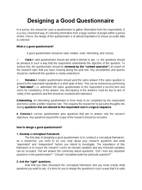 how to structure a good questionnaire
