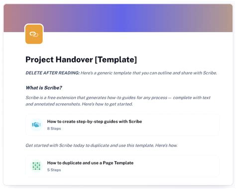 how to structure a handover document