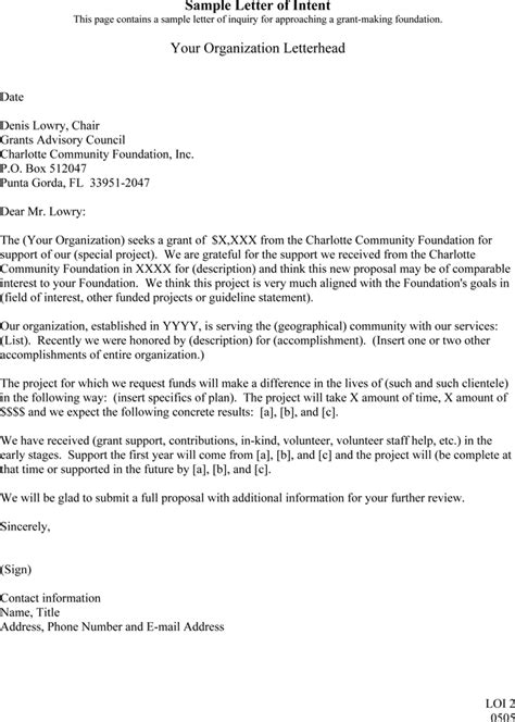 how to structure a letter of intent
