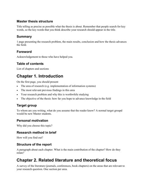 how to structure a masters dissertation