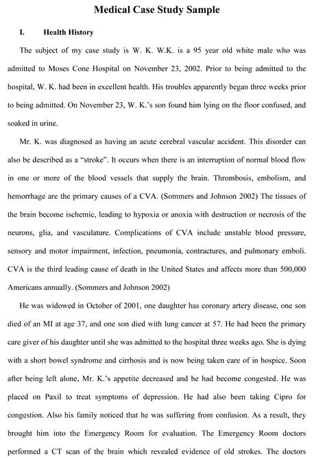 how to structure a medical case study