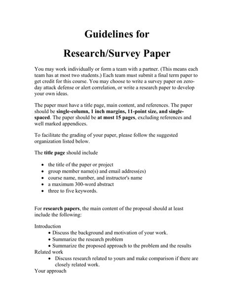 how to structure a survey paper