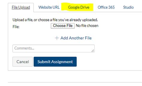 how to submit a google drive folder on canvas