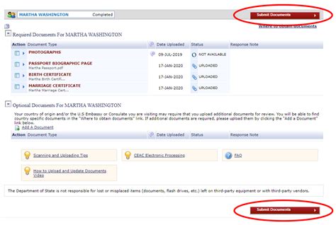 how to submit documents to nvc