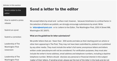 how to submit letter to editor washington post