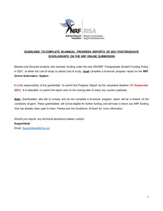how to submit nrf progress report